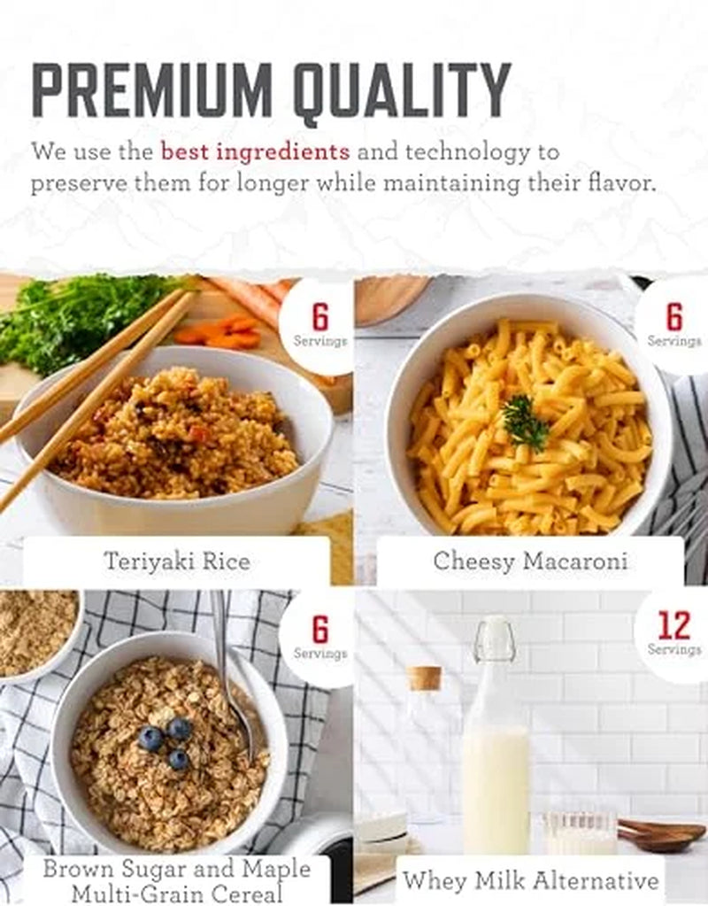 - 72 Hours, 30 Servings, Emergency Food Supply, MRE, Pre-Made, Freeze-Dried, Survival Food, Meal Essentials For, Camping, Hiking, And, Emergencies, Individually Packaged, 25-Year Shelf Life